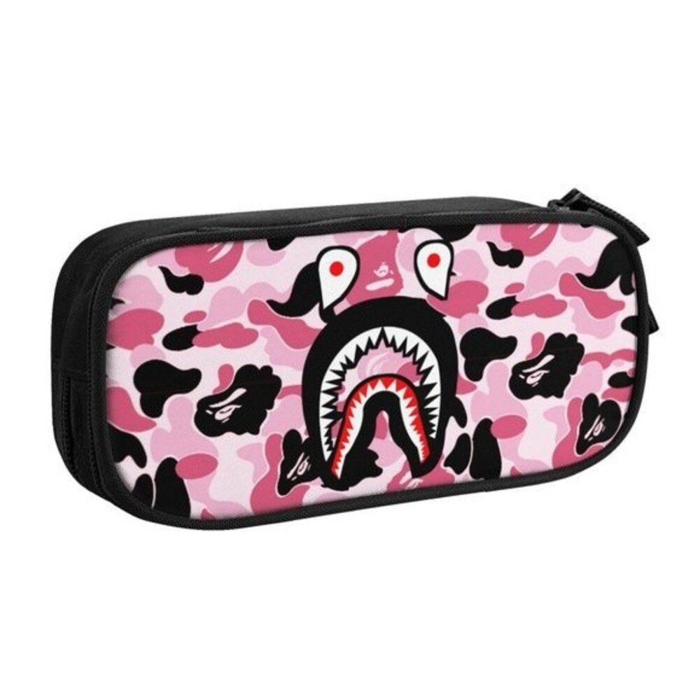 NWOT Camouflage Shark Camo Pencil Case for Boys Girls Kids Teen Pen Bag Box Pink